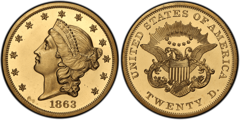 1863 Proof Liberty Head Double Eagle
