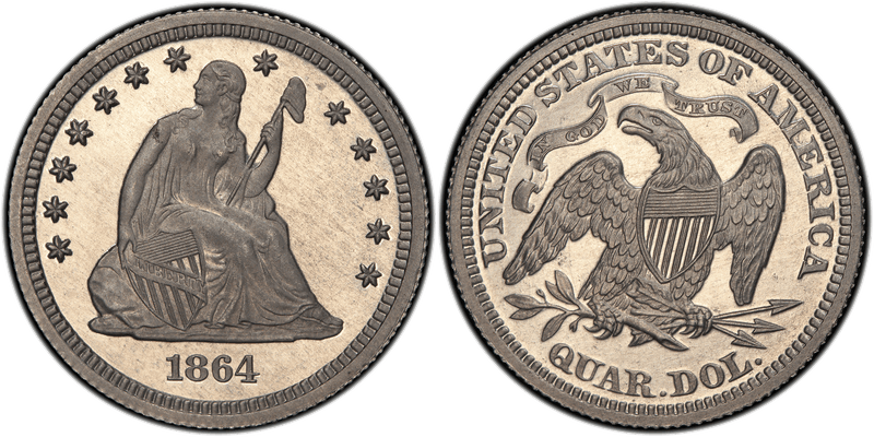 1864 Proof Quarter Pattern - J-388