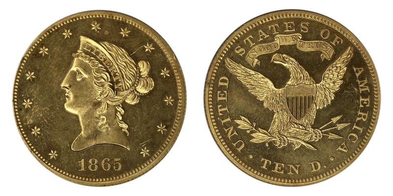 1865 Proof Eagle Pattern - J-450, Gilt
