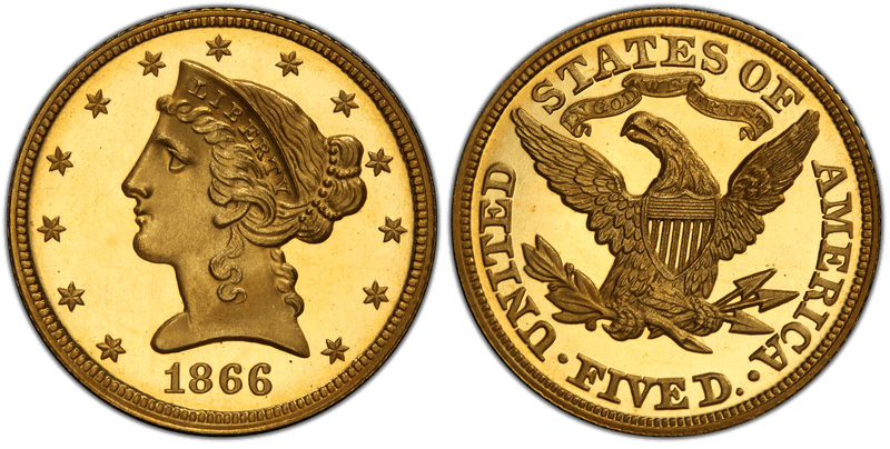 1866 Proof Liberty Head Half Eagle