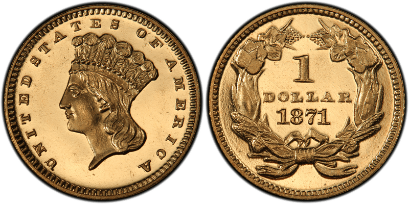1871 Proof Liberty Gold Dollar