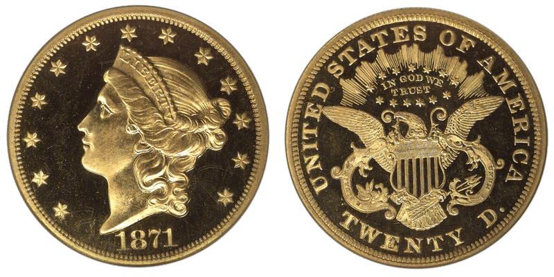 1871 Proof Liberty Head Double Eagle