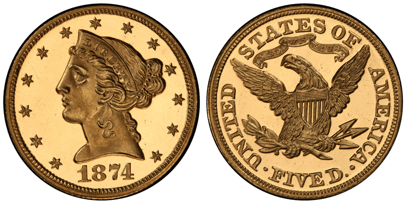 1874 Proof Liberty Head Half Eagle