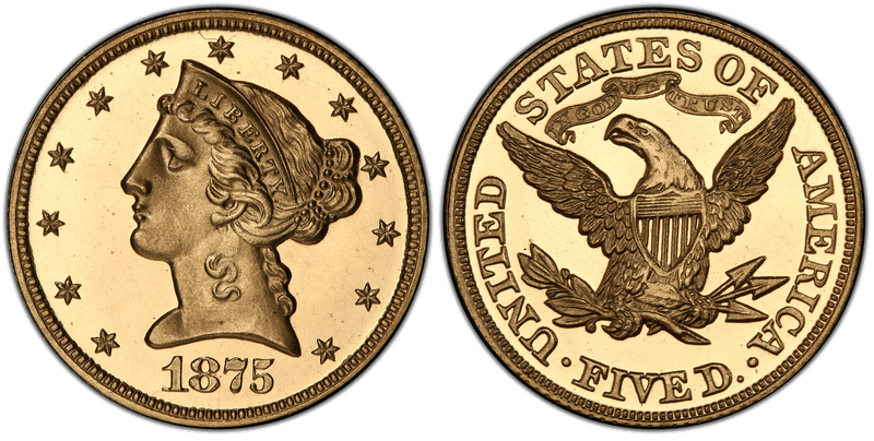1875 Proof Liberty Head Half Eagle