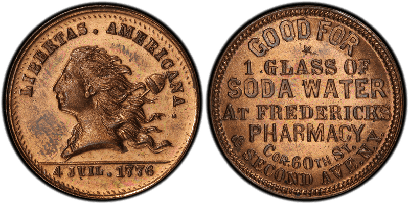 (1876) Copper Token NY-NY 720A, Frederick's Pharmacy