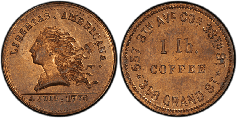 (1876) Copper Token NY-NY 732A, Great Union Pacific Tea Co.