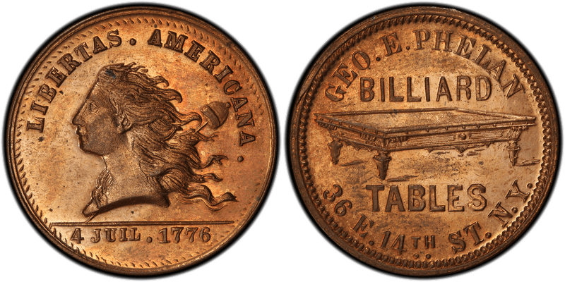 (1876) Copper Token NY-NY 780A, Geo. E. Phelan