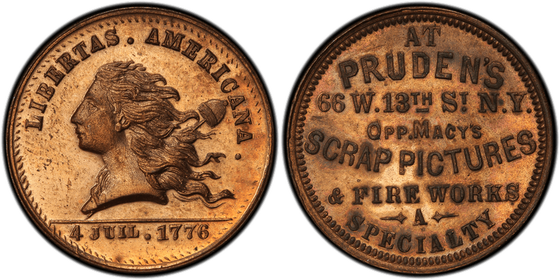 (1876) Copper Token NY-NY 800A, Pruden's