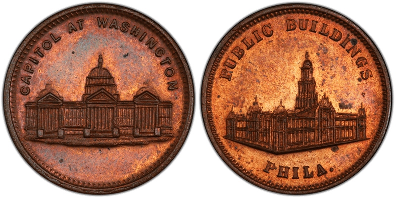 (1876) Copper Token Pa-Ph 231, Mule w/Pa-Ph 262F Obv.