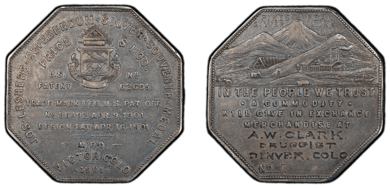 1901 Lesher Dollar - HK-1021a, A.W. Clark