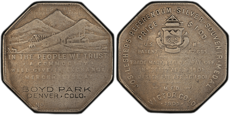 1901 Lesher Dollar - HK-796a, Boyd Park, No Number