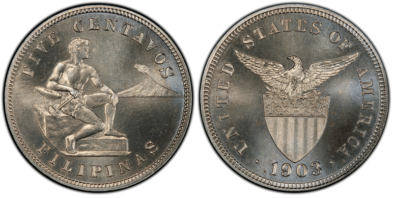 1903 Proof Philippine Five Centavos