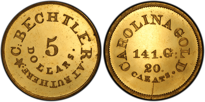 1908 C. Bechtler Proof Five Dollar Gold Piece - Chapman Restrike
