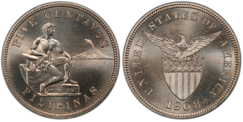 1908 Philippine Five Centavos