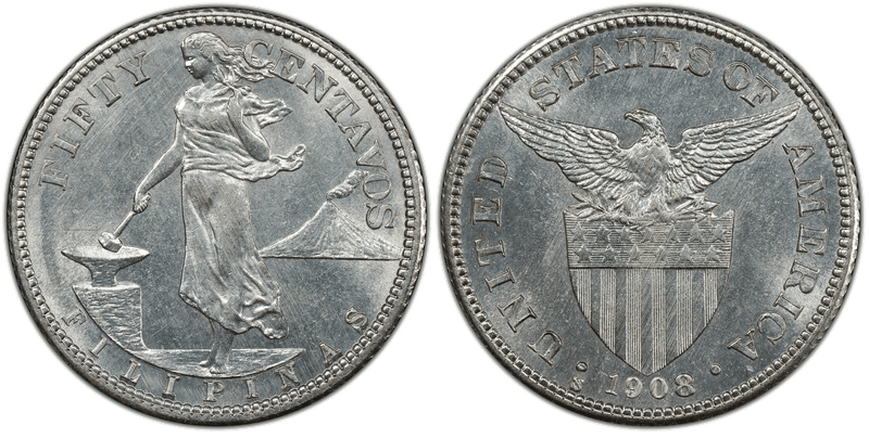 1908 Philippine Fifty Centavos