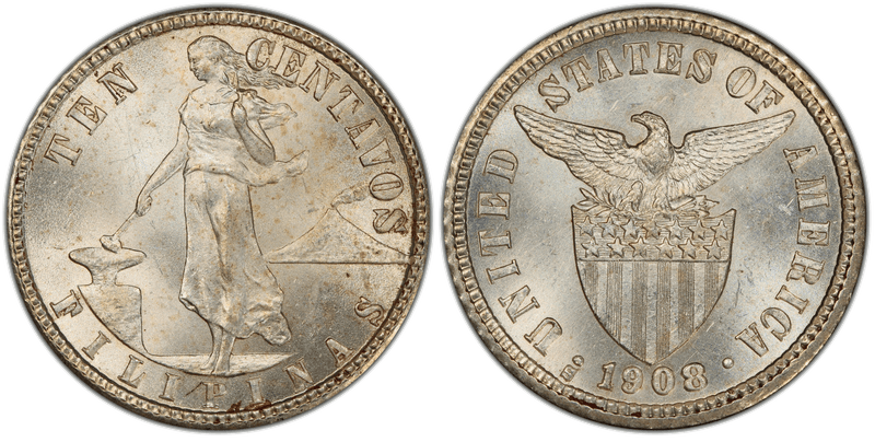 1908 Philippine Ten Centavos