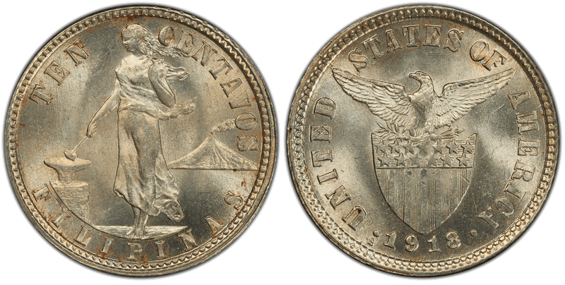 1918 Philippine Ten Centavos