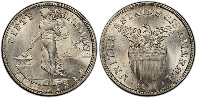 1920 Philippine Fifty Centavos