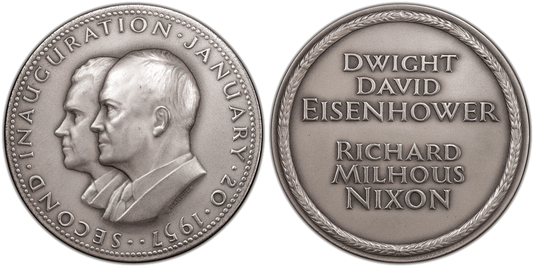 (1957) Medal Medallic Art Co. NY Silver Eisenhower-Nixon 2nd Inaug.