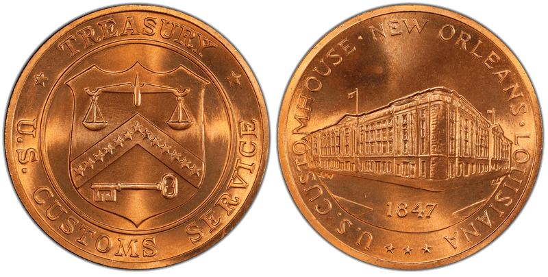 (1974) Medal U.S. Customhouse Bronze New Orleans, LA