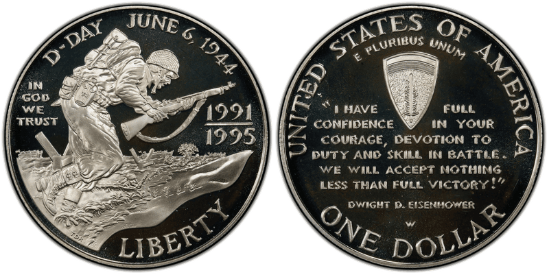 1993 (W) World War II 50th Anniversary Proof Dollar