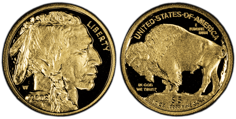 2008 (W) Proof American Buffalo .9999 Fine Gold Five Dollar