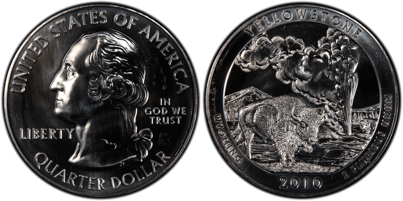 2010 (P) Yellowstone National Park 5 oz Silver Quarter