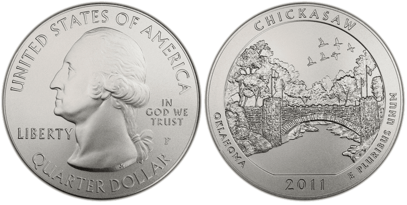 2011 (P) Burnished Chickasaw National Park 5 oz Silver Quarter