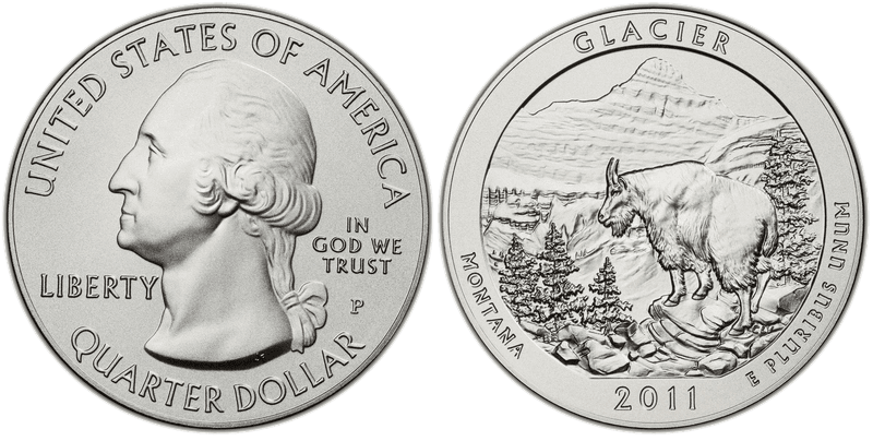 2011 (P) Burnished Glacier National Park 5 oz Silver Quarter