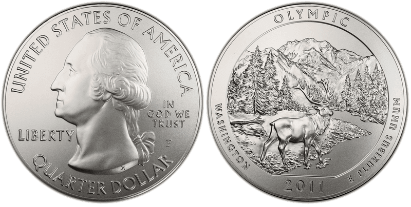 2011 (P) Burnished Olympic National Park 5 oz Silver Quarter