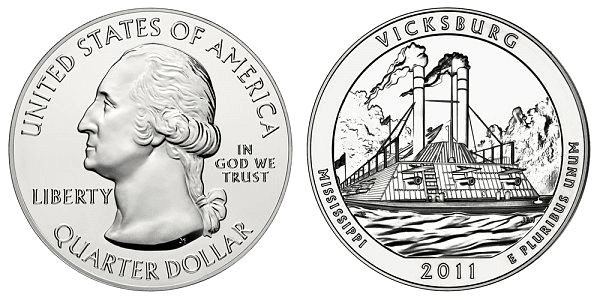 2011 (P) Vicksburg National Park 5 oz Silver Quarter