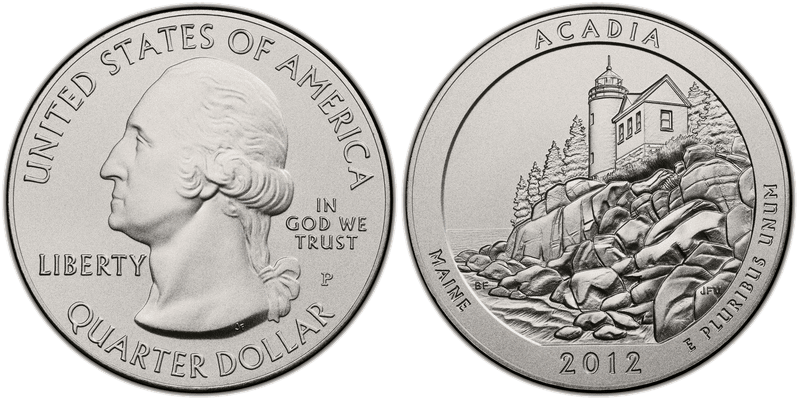2012 (P) Burnished Acadia National Park 5 oz Silver Quarter