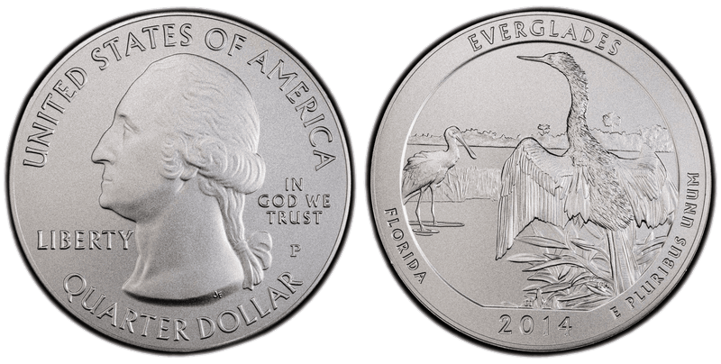2014 (P) Burnished Everglades National Park 5 oz Silver Quarter