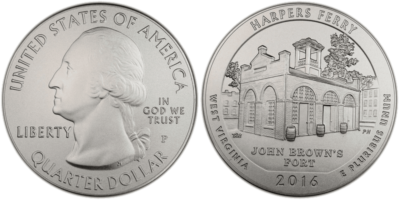 2016 (P) Burnished Harpers Ferry National Park 5 oz Silver Quarter