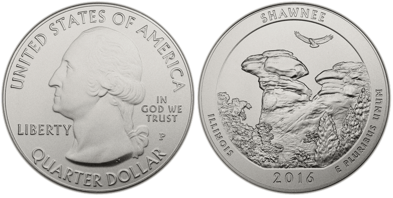 2016 (P) Burnished Shawnee National Park 5 oz Silver Quarter
