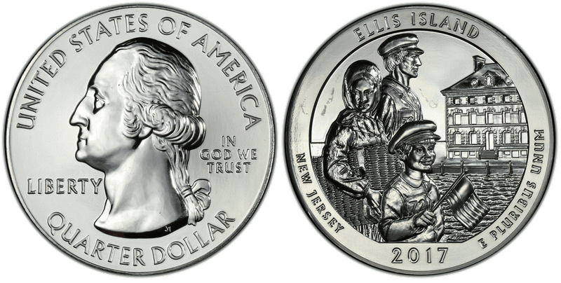 2017 (P) Ellis Island National Park 5 oz Silver Quarter