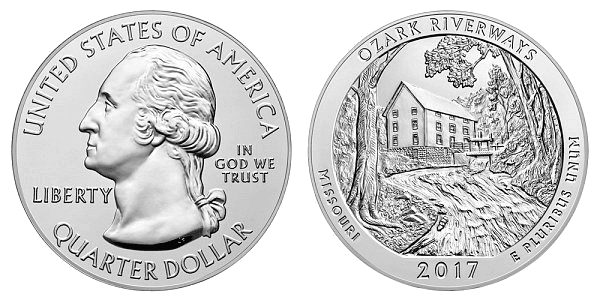 2017 (P) Ozark Riverways National Park 5 oz Silver Quarter
