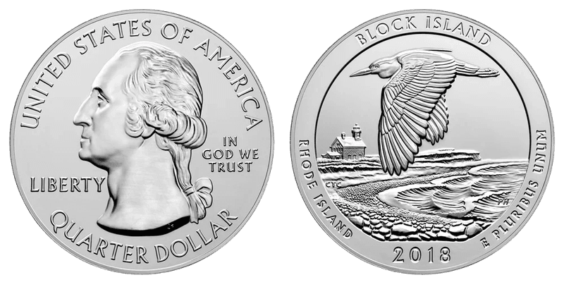 2018 (P) Block Island National Park 5 oz Silver Quarter