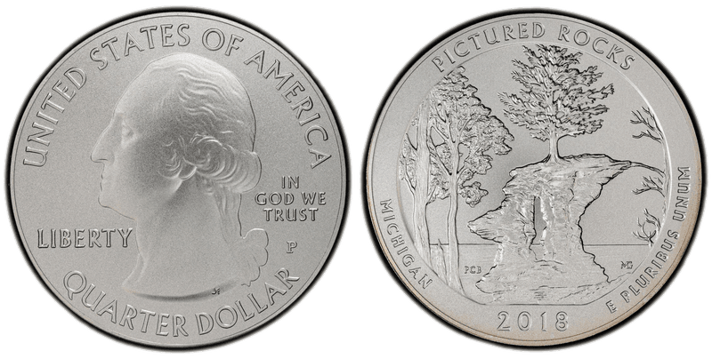 2018 (P) Burnished Pictured Rocks National Park 5 oz Silver Quarter