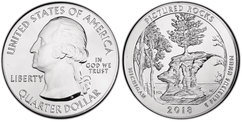 2018 (P) Pictured Rocks National Park 5 oz Silver Quarter
