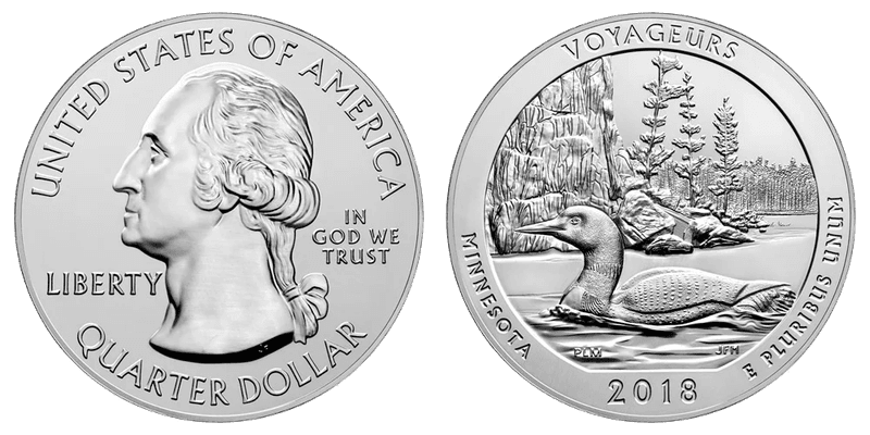 2018 (P) Voyageurs National Park 5 oz Silver Quarter