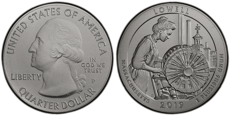 2019 (P) Burnished Lowell National Park 5 oz Silver Quarter