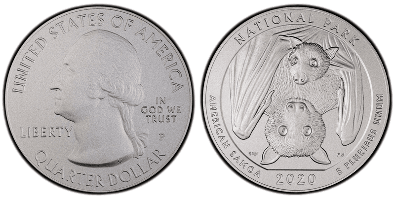 2020 (P) Burnished American Samoa National Park 5 oz Silver Quarter