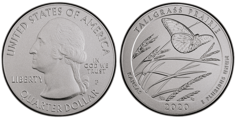 2020 (P) Burnished Tallgrass Prairie National Park 5 oz Silver Quarter