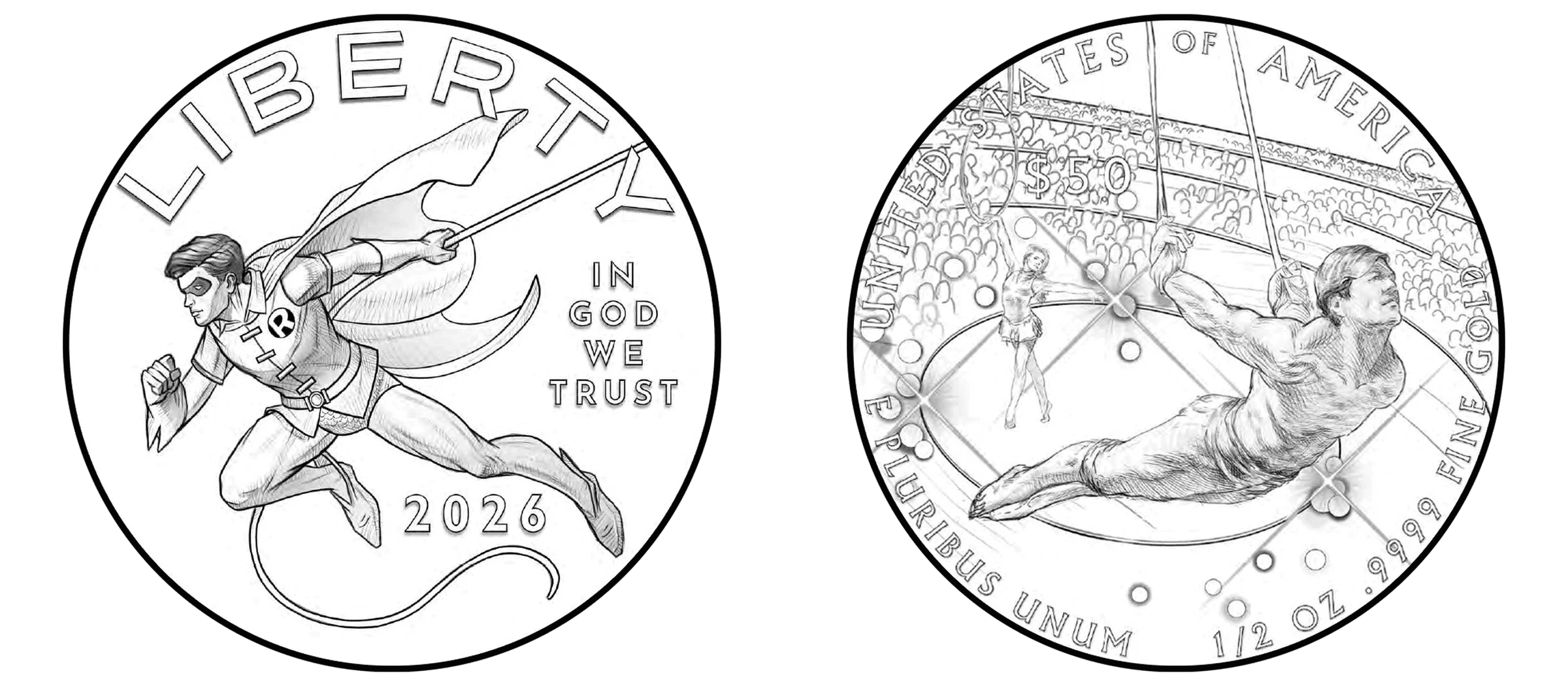 2026 (W) Proof Comic Art Robin Half Ounce Gold $50 Coin