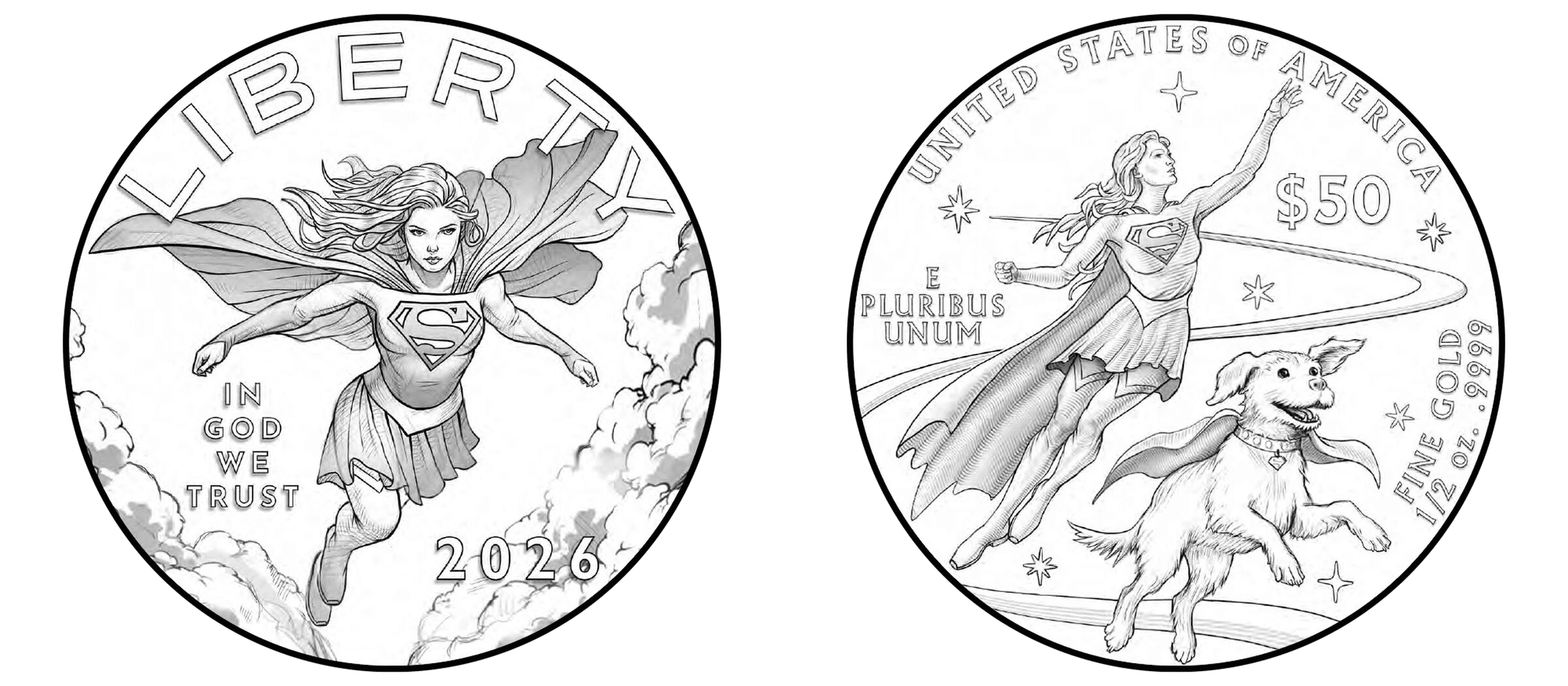 2026 (W) Proof Comic Art Supergirl Half Ounce Gold $50 Coin