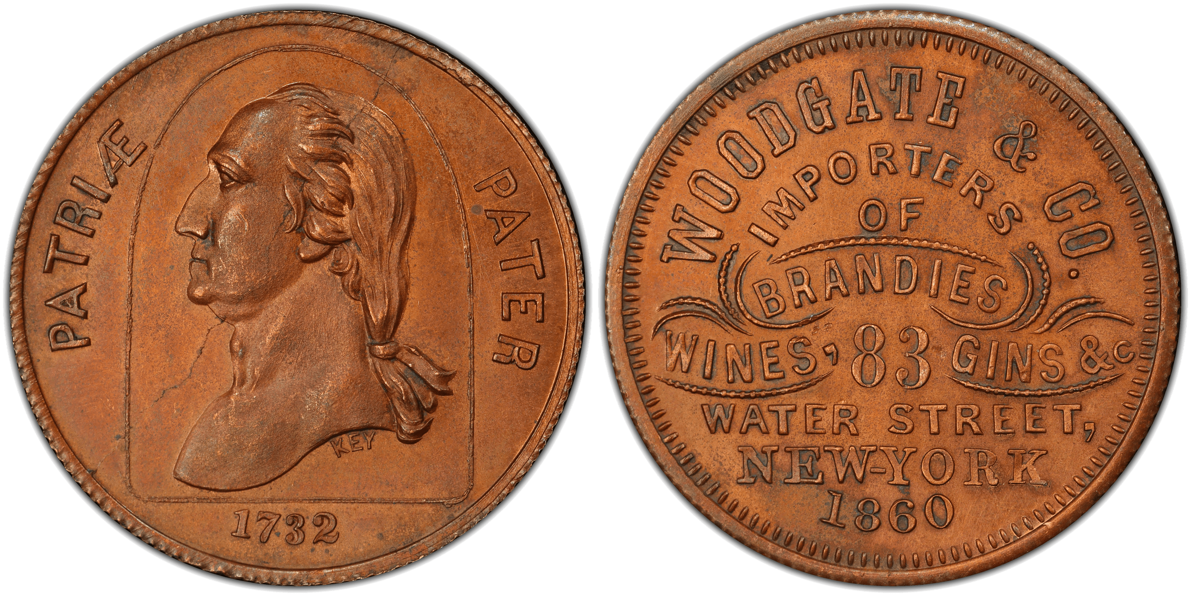 (1860) Copper Token GW-234, Woodgate & Co.