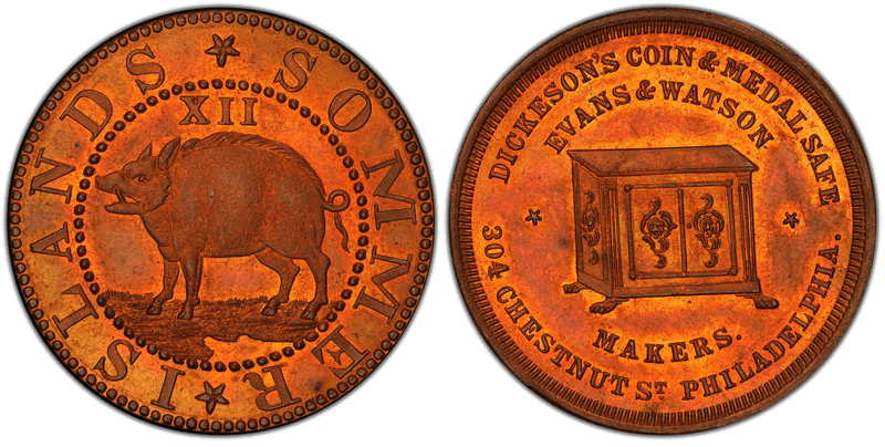 (c.1869) Copper Token Rulau Pa-Ph 50, Dickeson's Coin & Medal Safe