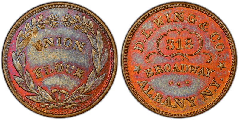 (No Date) Copper Civil War Store Card F-10H-1a, D.L. Wing & Co. NY