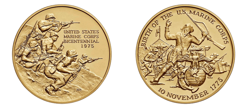 (1975) Medal US Marine Corps Bicentennial 3" Bronze
